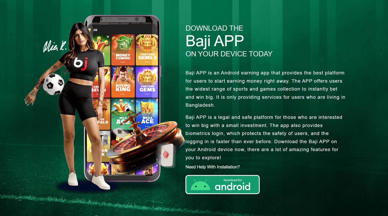 Baji app download page for Android
