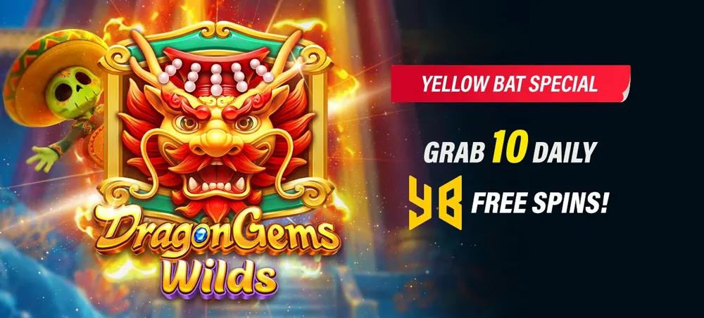 Baji promotion banner: 10 daily free spins on Dragon Gems Wilds