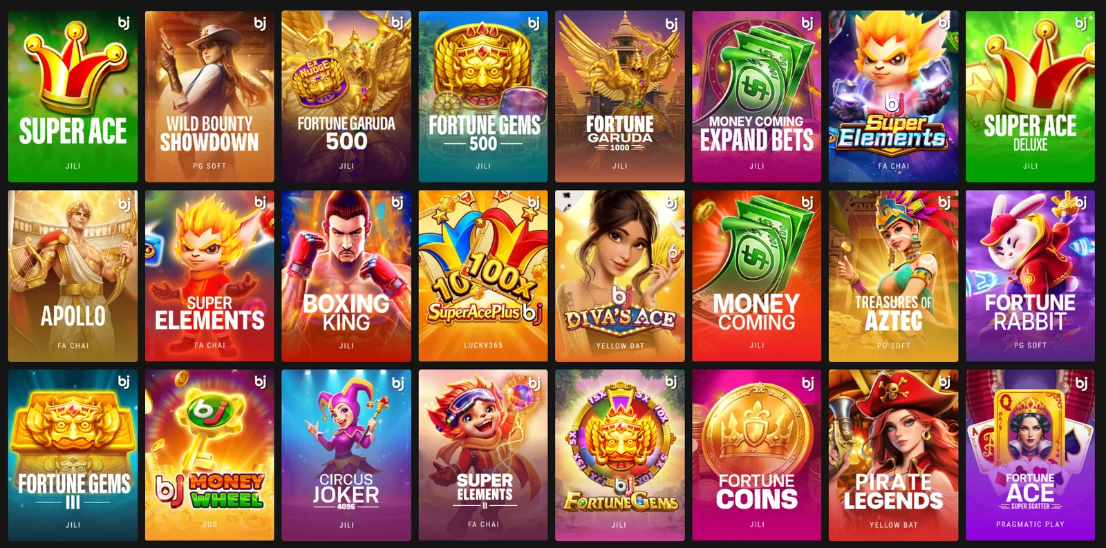 Exclusive slot games at Baji with studio names